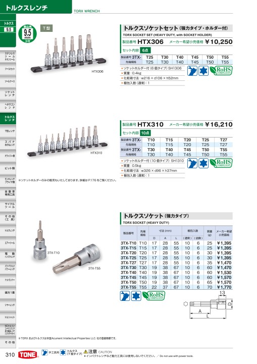 ΘΘTONE トネ トルクスソケットセット 未使用品(S) 6本入 HTX306 htx306.jpg